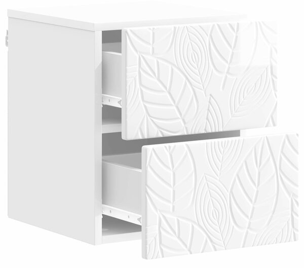 VidaXL Fali éjjeli szekrény 2 pcs Magasfényű Fehér 34,5 x 33 x 40 cm