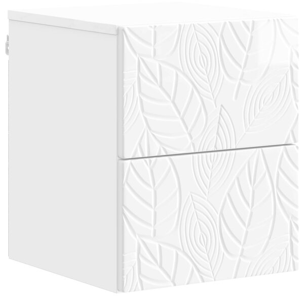 VidaXL Fali éjjeli szekrény 2 pcs Magasfényű Fehér 34,5 x 33 x 40 cm