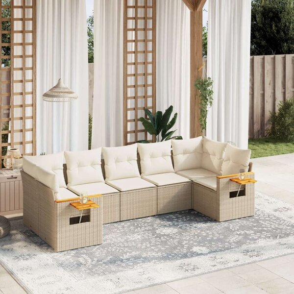 VidaXL Polyrattan Kerti Ülőgarnitúra - 7 részes - Bézs