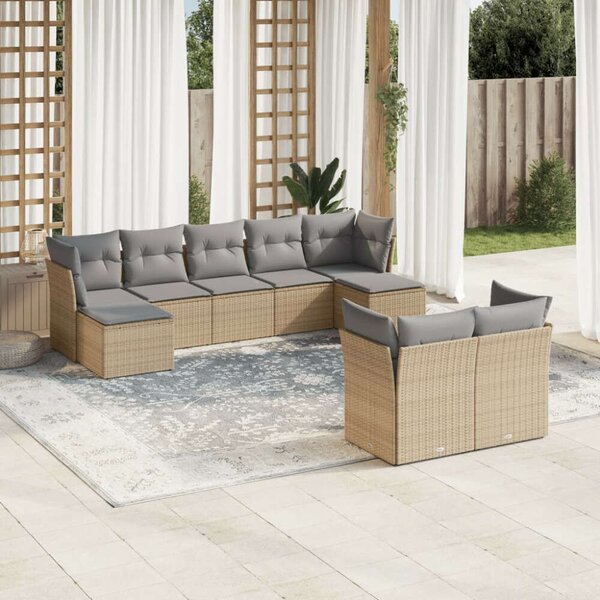 VidaXL Polyrattan Kerti Ülőgarnitúra - 9 részes - Bézs