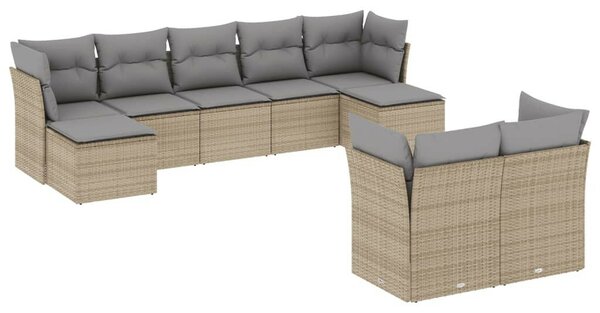 VidaXL Polyrattan Kerti Ülőgarnitúra - 9 részes - Bézs