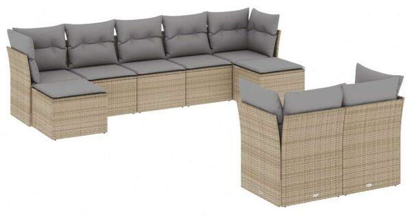 VidaXL Polyrattan Kerti Ülőgarnitúra - 9 részes - Bézs