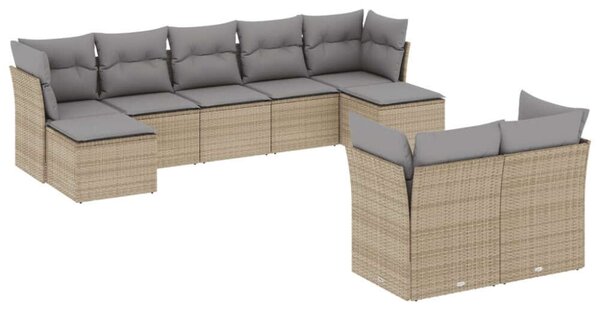 VidaXL Polyrattan Kerti Ülőgarnitúra - 9 részes - Bézs