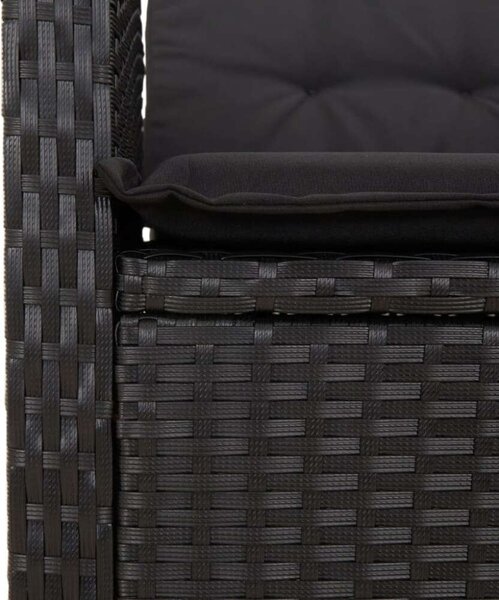 VidaXL Kerti Étkezőgarnitúra - 3 részes - Fekete Polyrattan