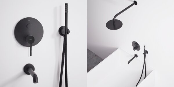 Rea Lungo - rejtett fürdő szett zuhanyzóval + doboz P6300 - komplett készlet, fekete, REA-P4112