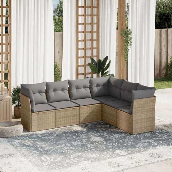 Polyrattan Kerti Ülőgarnitúra - 6 részes - Bézs