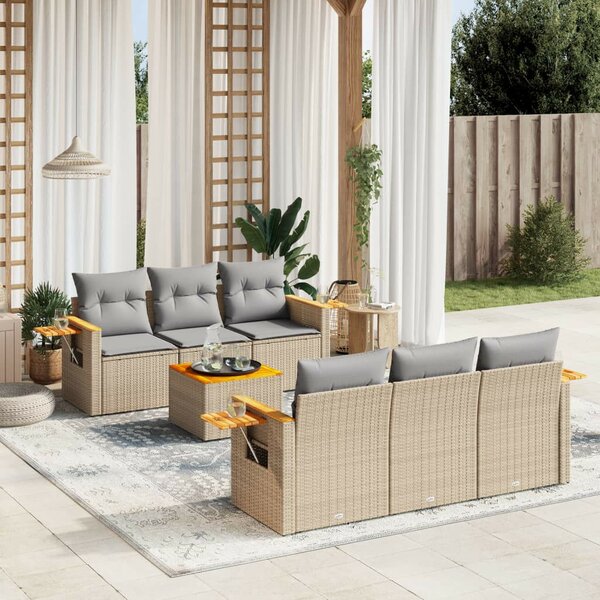 VidaXL Polyrattan Kerti Ülőgarnitúra - 7 részes - Bézs