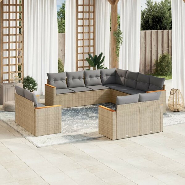 Polyrattan Kerti Ülőgarnitúra - 12 részes - Fekete
