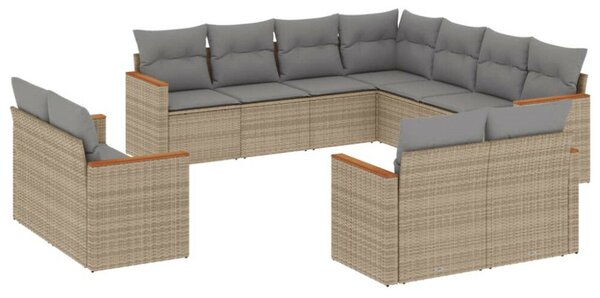 Polyrattan Kerti Ülőgarnitúra - 12 részes - Fekete