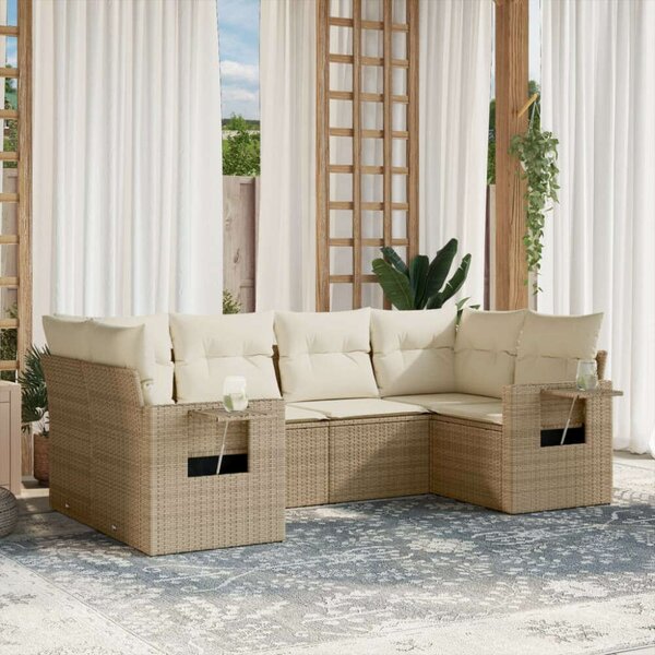 VidaXL Polyrattan Kerti Ülőgarnitúra - 6 részes - Bézs
