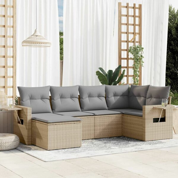Polyrattan Kerti Ülőgarnitúra - 6 részes - Bézs