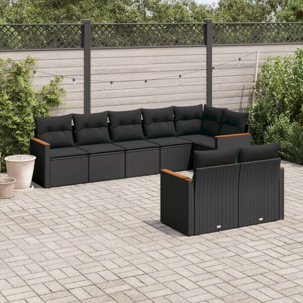 VidaXL 8 részes Polyrattan Kerti Ülőgarnitúra - Fekete
