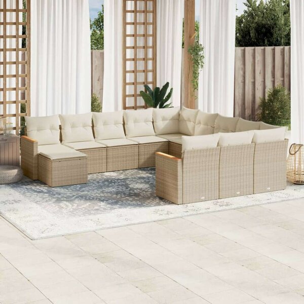 VidaXL Polyrattan Kerti Ülőgarnitúra - 12 részes - Bézs