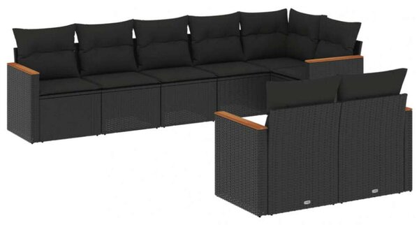 VidaXL 8 részes Polyrattan Kerti Ülőgarnitúra - Fekete