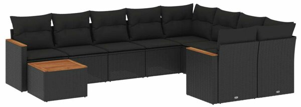 VidaXL Polyrattan Kerti Ülőgarnitúra - 10 részes - Fekete