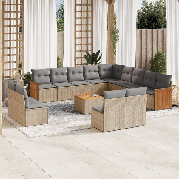 VidaXL Polyrattan Kerti Ülőgarnitúra - 14 részes - Bézs