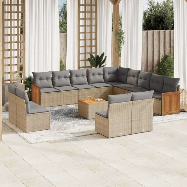 VidaXL Polyrattan Kerti Ülőgarnitúra - 14 részes - Bézs