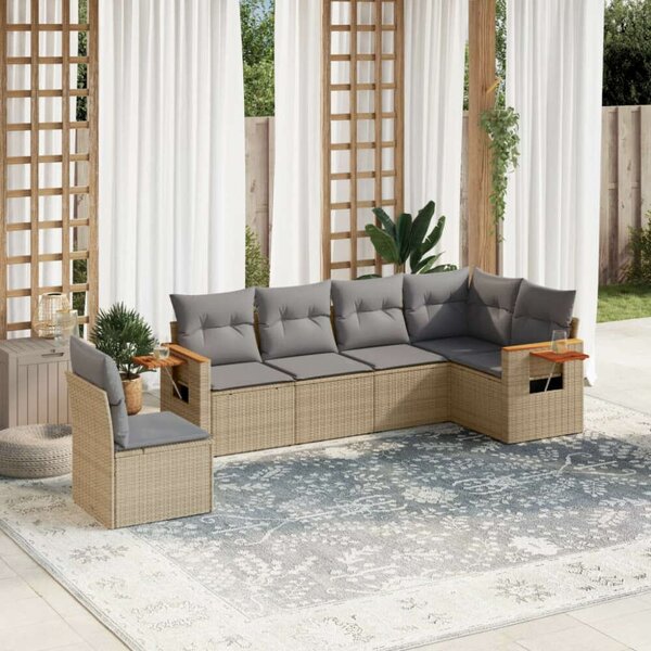 VidaXL Polyrattan Kerti Ülőgarnitúra - 6 részes - Bézs