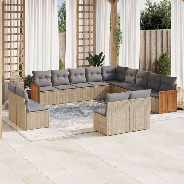 VidaXL Polyrattan Kerti Ülőgarnitúra - 13 részes - Bézs