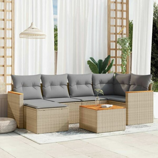 VidaXL Polyrattan Kerti Ülőgarnitúra - 7 részes - Bézs