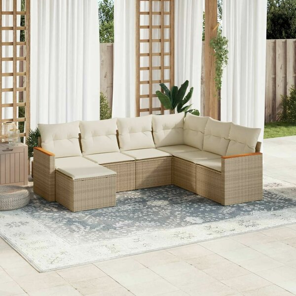 VidaXL Polyrattan Kerti Ülőgarnitúra - 7 részes - Bézs