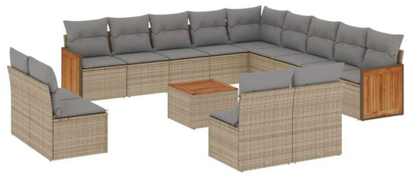 VidaXL Polyrattan Kerti Ülőgarnitúra - 14 részes - Bézs