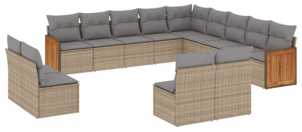VidaXL Polyrattan Kerti Ülőgarnitúra - 13 részes - Bézs