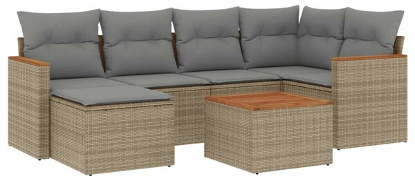 VidaXL Polyrattan Kerti Ülőgarnitúra - 7 részes - Bézs