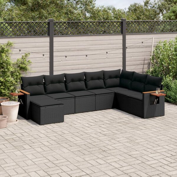 VidaXL Polyrattan Kerti Ülőgarnitúra - 8 részes - Fekete