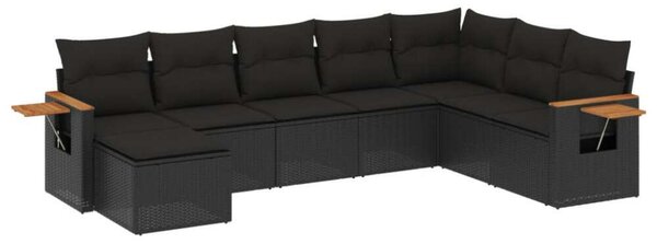 VidaXL Polyrattan Kerti Ülőgarnitúra - 8 részes - Fekete