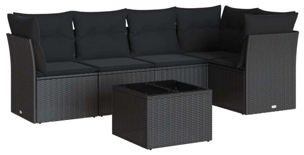 VidaXL Polyrattan Kerti Ülőgarnitúra - 6 részes - Fekete
