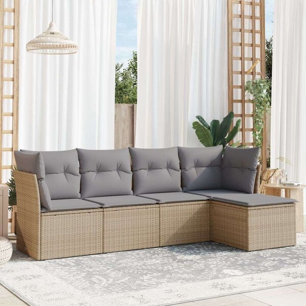 VidaXL Polyrattan Kerti Ülőgarnitúra - 5 részes - Bézs