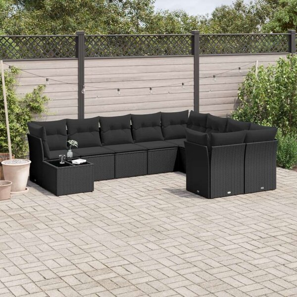 VidaXL Polyrattan Kerti Ülőgarnitúra - 10 részes - Fekete