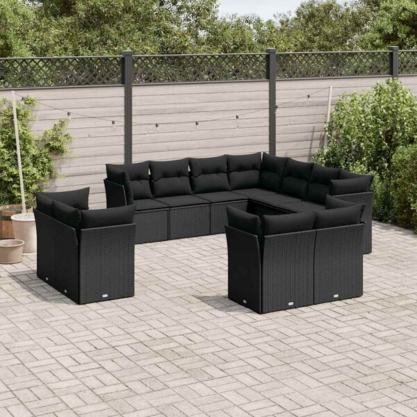 VidaXL Polyrattan Kerti Ülőgarnitúra - 11 részes - Fekete