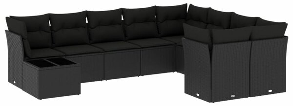 VidaXL Polyrattan Kerti Ülőgarnitúra - 10 részes - Fekete