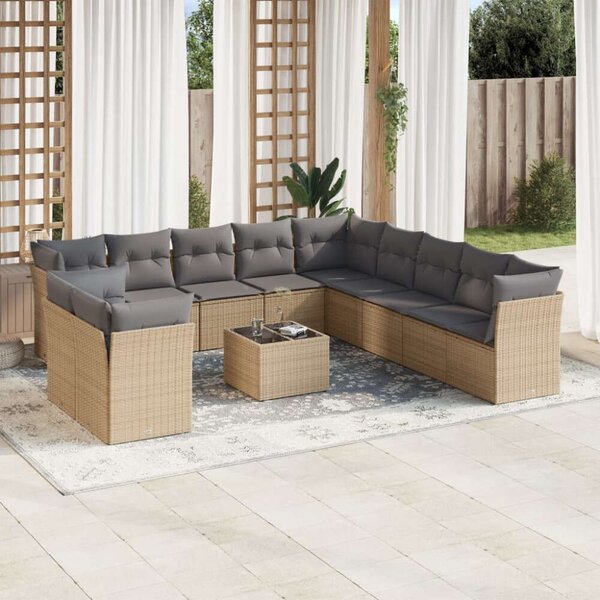 VidaXL Polyrattan Kerti Ülőgarnitúra - 12 részes - Bézs