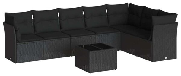 VidaXL Polyrattan Kerti Ülőgarnitúra - 8 részes - Fekete