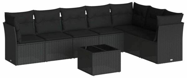 VidaXL Polyrattan Kerti Ülőgarnitúra - 8 részes - Fekete