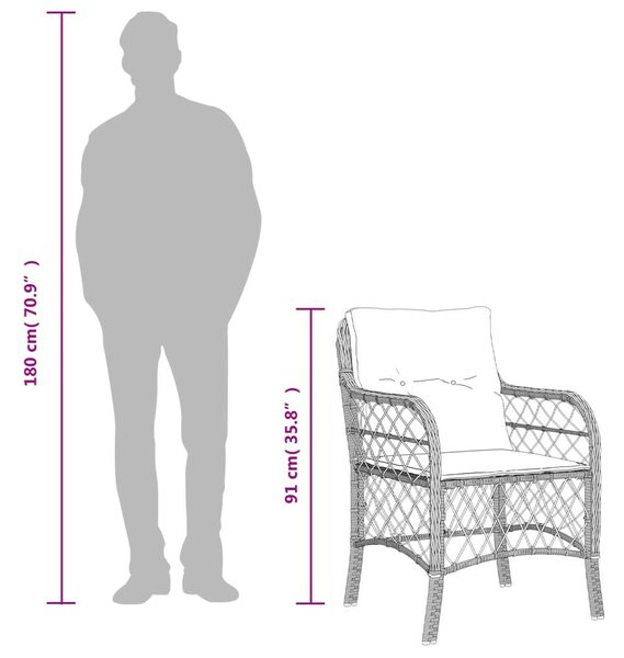 Polyrattan Kerti Étkezőgarnitúra - 9 részes - Bézs