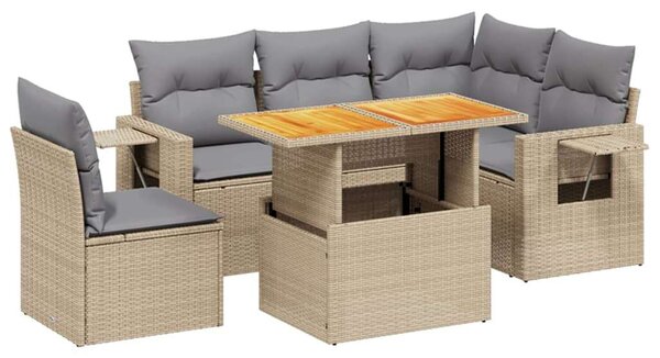 VidaXL Polyrattan Kerti Ülőgarnitúra - 6 részes - Bézs