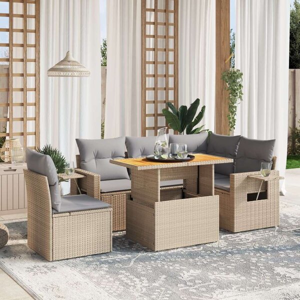 VidaXL Polyrattan Kerti Ülőgarnitúra - 6 részes - Bézs