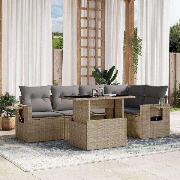 VidaXL Polyrattan Kerti Ülőgarnitúra - 6 részes - Bézs