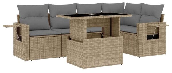 VidaXL Polyrattan Kerti Ülőgarnitúra - 6 részes - Bézs