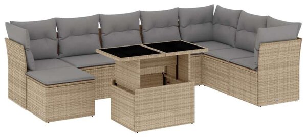 VidaXL Polyrattan Kerti Ülőgarnitúra - 9 részes - Bézs