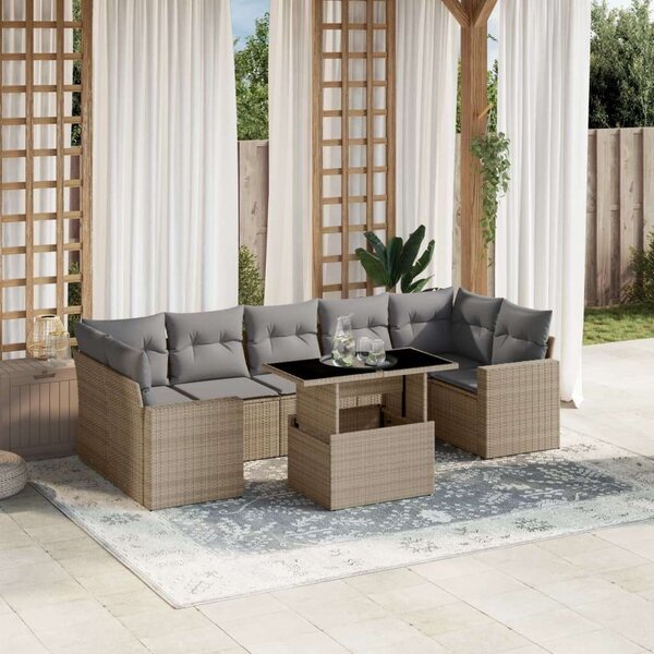 VidaXL Polyrattan Kerti Ülőgarnitúra - 8 részes - Bézs