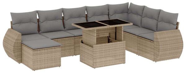 VidaXL Polyrattan Kerti Ülőgarnitúra - 9 részes - Bézs