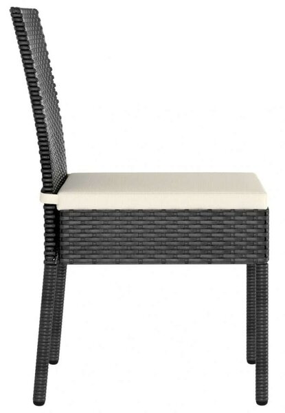 VidaXL Kerti Étkezőgarnitúra - 7 részes - Fekete Polyrattan