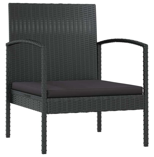 16 részes fekete polyrattan kerti ülőgarnitúra párnákkal