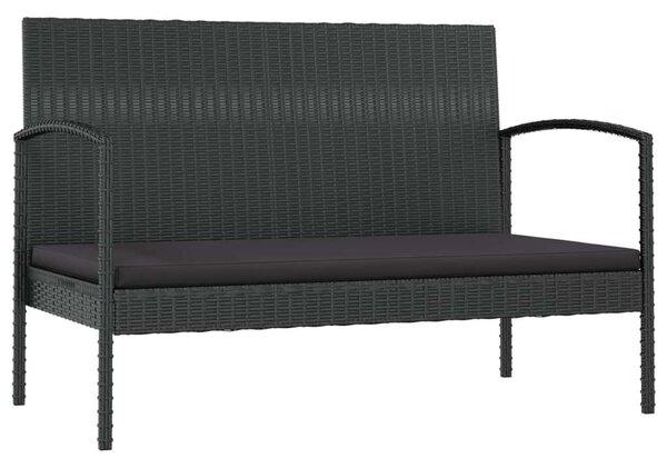 16 részes fekete polyrattan kerti ülőgarnitúra párnákkal