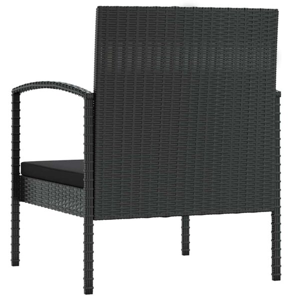 16 részes fekete polyrattan kerti ülőgarnitúra párnákkal